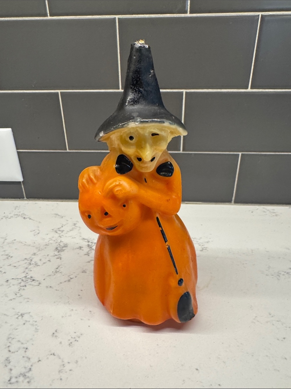 Vintage Gurley Halloween Witch With Pumpkin Candle- NOS Unused